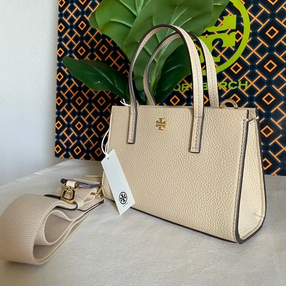NWT ,,Tory Burch Blake Mini Tote Bag Crossbody Bag Soft Serve Gold Tan Cream - Picture 3 of 14